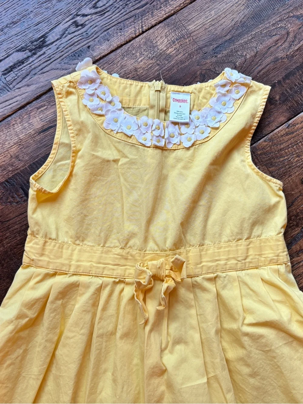 Girls Gymboree Yellow Sleeveless Dress with Lace Collar and Bow size 9